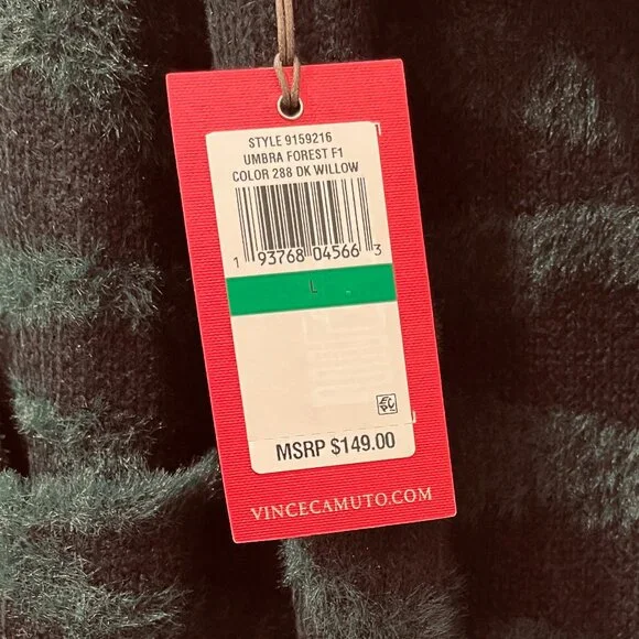 VINCE CAMUTO Zebra Pattern Eyelash Open Front Cardigan - Picture 5 of 5